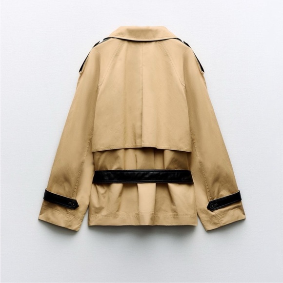 Zara Tan Trench Coat with Black Belt - Picture 4 of 7
